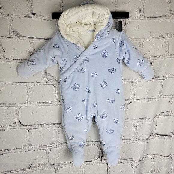 First Impressions Blue Infant Snowsuit 6-9 Months Onesie Romper‎ Snow Winter - Picture 1 of 9